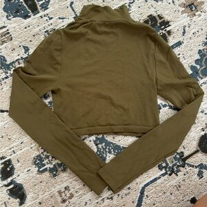 Free People Olive Green Cropped Long Sleeve